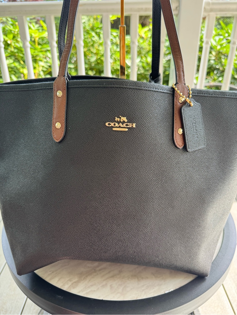 Coach Reversible city tote black and cheetah